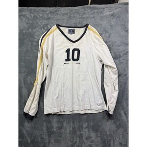 Vintage Lucky Brand Dungarees Graphic Womens Vneck Shirt Size Large White